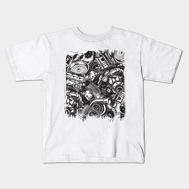 Car Parts Collage Design Kids T-Shirt by Dailygrind